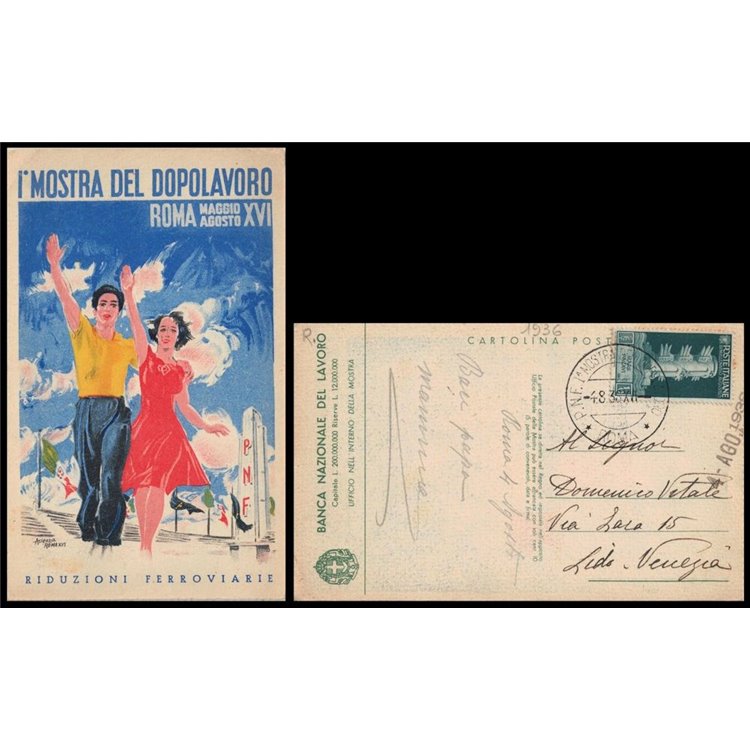 POSTCARD 1st Dopolavoro Exhibition (Rome 1938)