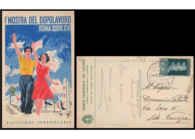 POSTCARD 1st Dopolavoro Exhibition (Rome 1938)