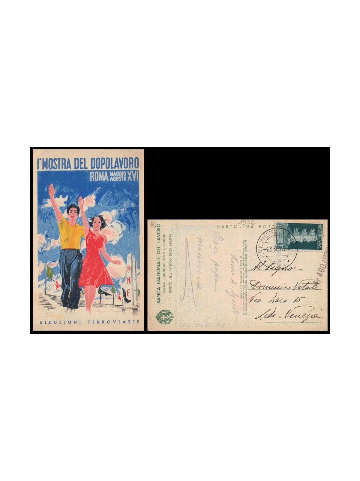 POSTCARD 1st Dopolavoro Exhibition (Rome 1938)