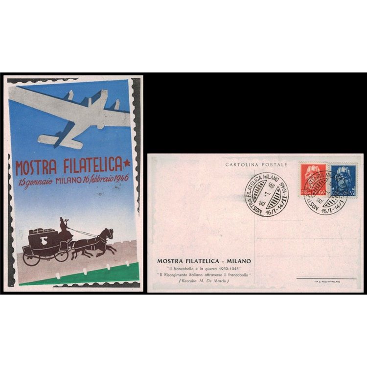 POSTCARD Philatelic Exhibition (Milan 1946)