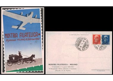 POSTCARD Philatelic Exhibition (Milan 1946)