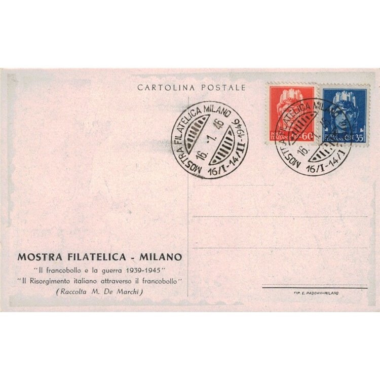 CARTOLINA Mostra Filatelica (Milano 1946)