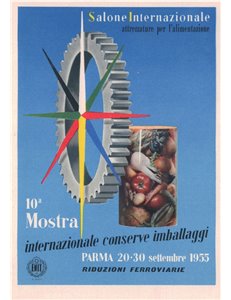 CARTOLINA 10ª Mostra Internazionale conserve imballaggi (Parma 1955)