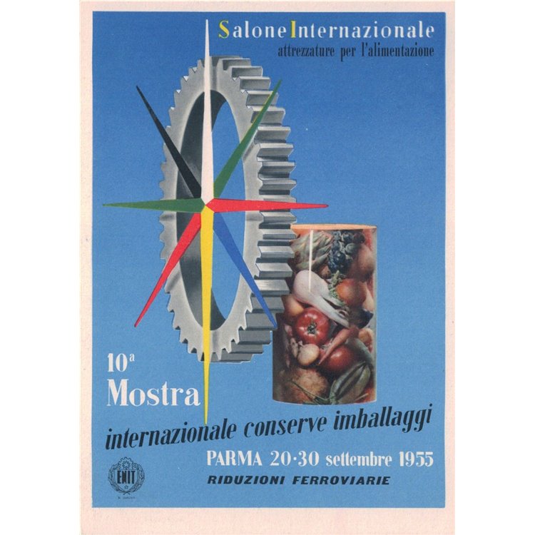 POSTCARD 10th International Exhibition of Canned Food and Packaging (Parma 1955)