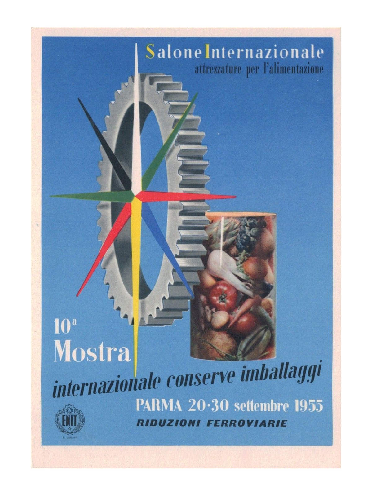 CARTOLINA 10ª Mostra Internazionale conserve imballaggi (Parma 1955)