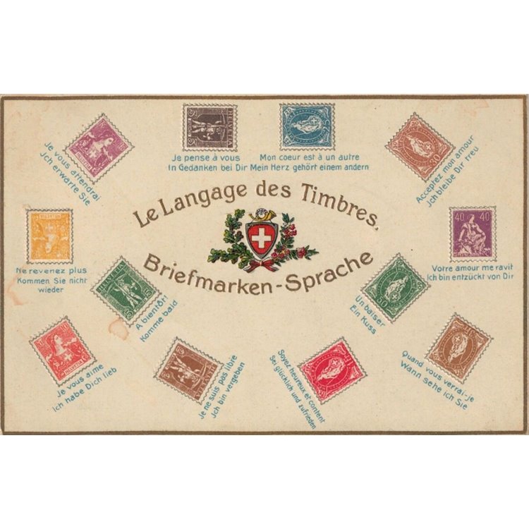 POSTCARD The language of stamps, Expo Paris (Switzerland 1900)
