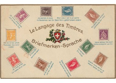 POSTCARD The language of stamps, Expo Paris (Switzerland 1900)