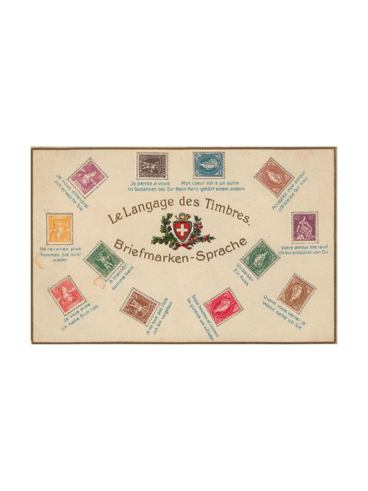 POSTCARD The language of stamps, Expo Paris (Switzerland 1900)