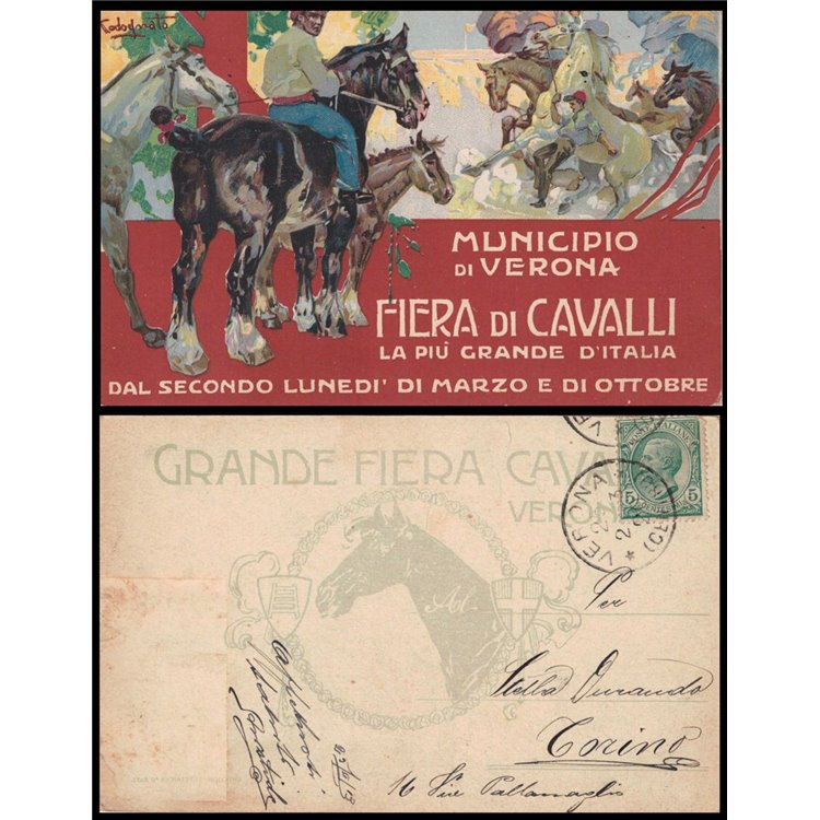 POSTCARD Great Horse Fair (Verona 1913)