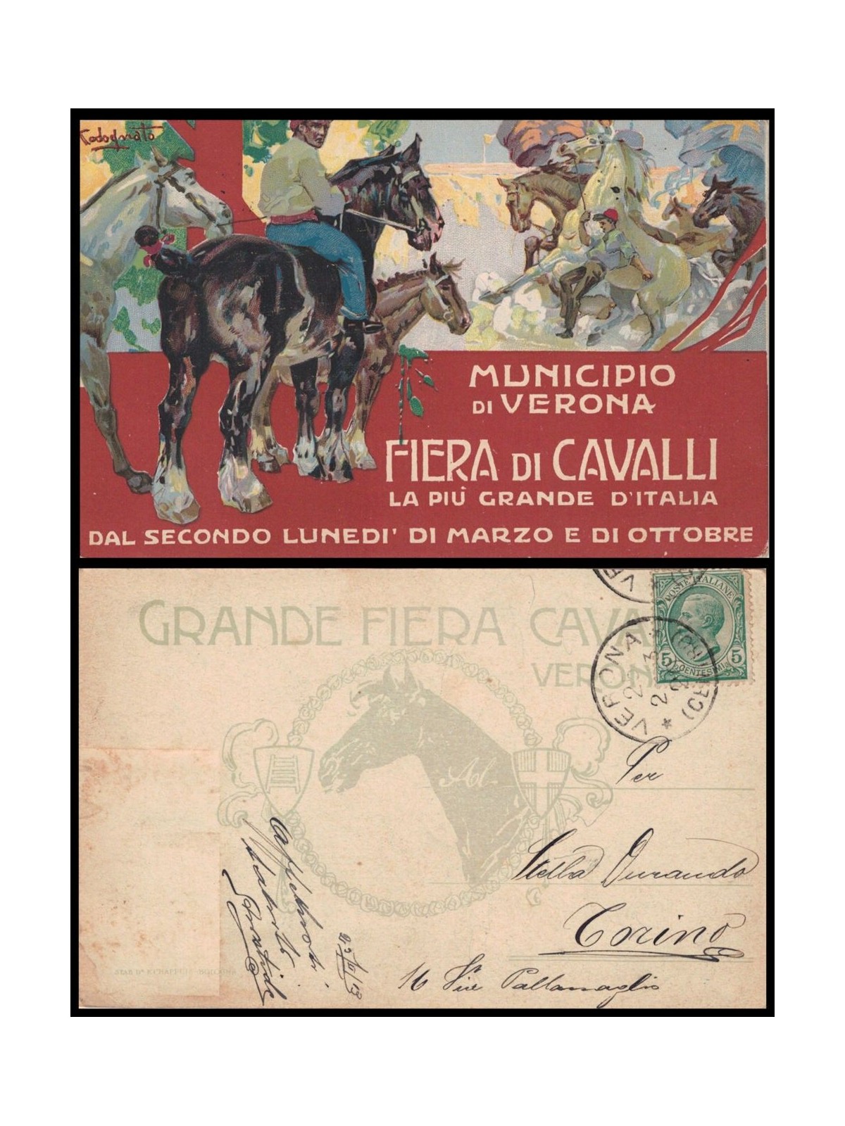 POSTCARD Great Horse Fair (Verona 1913)