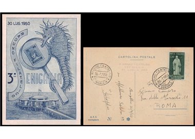 POSTCARD 3rd Philatelic Meeting (Senigallia 1950)