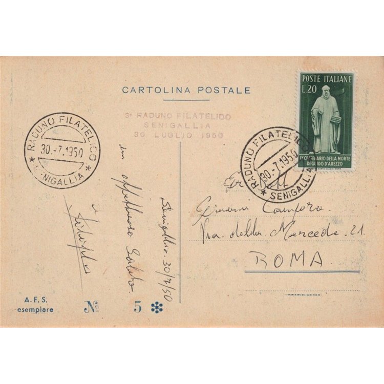 CARTOLINA 3° Raduno Filatelico (Senigallia 1950)