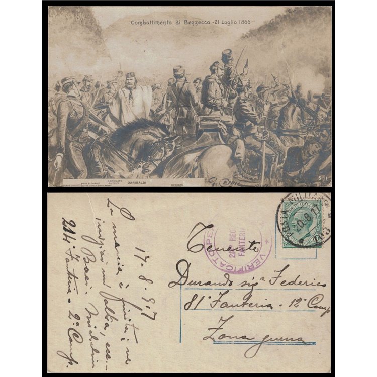 CARTOLINA Combattimento di Bezzecca 21 Luglio 1866 (1907)
