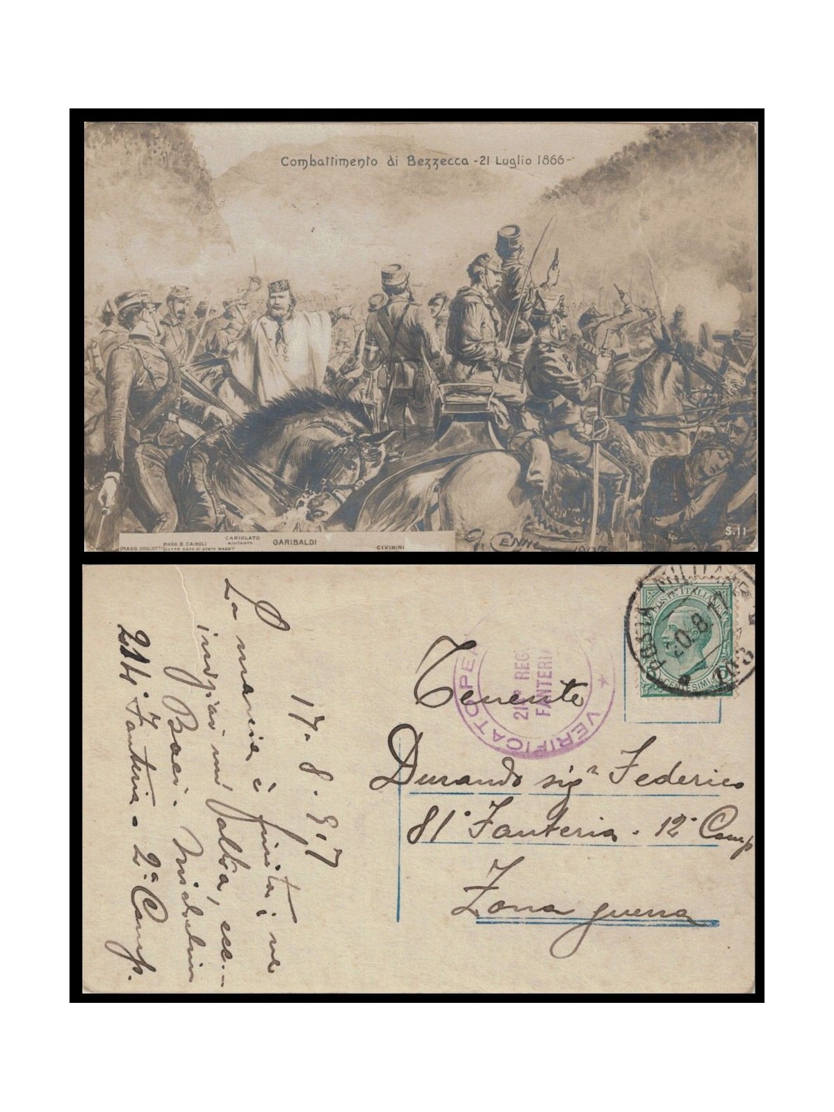 CARTOLINA Combattimento di Bezzecca 21 Luglio 1866 (1907)