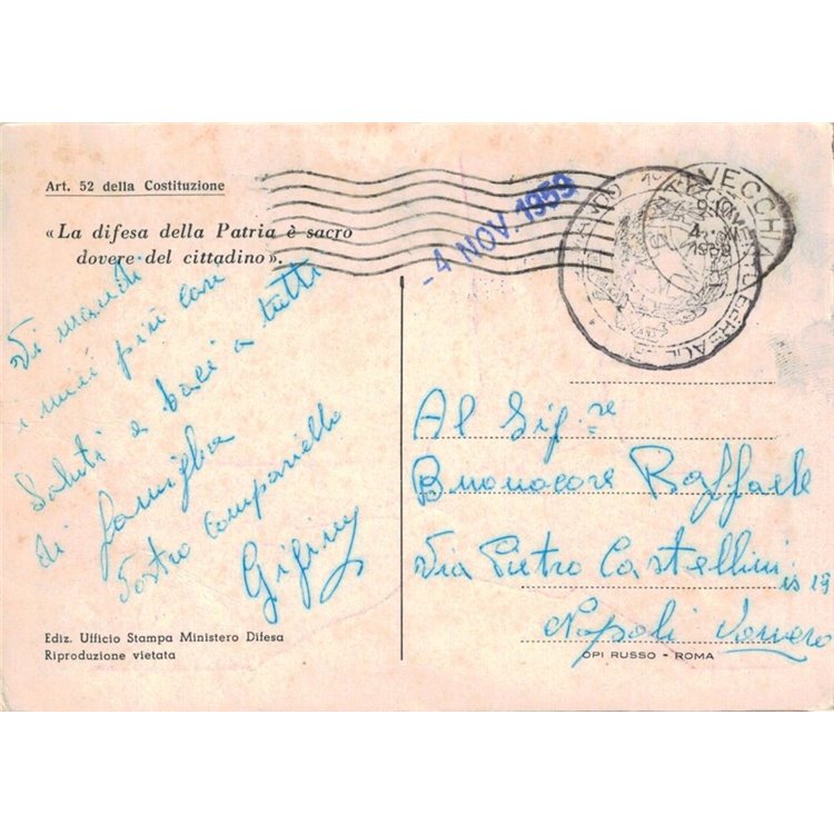 CARTOLINA Giornata delle Forze Armate e del Combattente (1959)