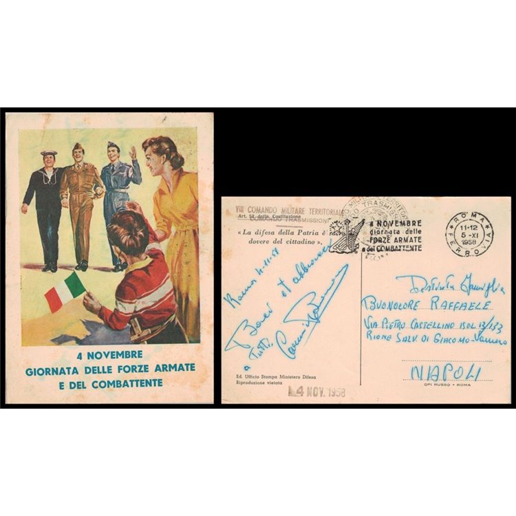 CARTOLINA Giornata delle Forze Armate e del Combattente (1958)