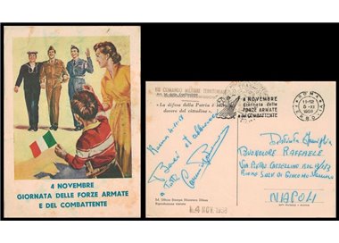 CARTOLINA Giornata delle Forze Armate e del Combattente (1958)
