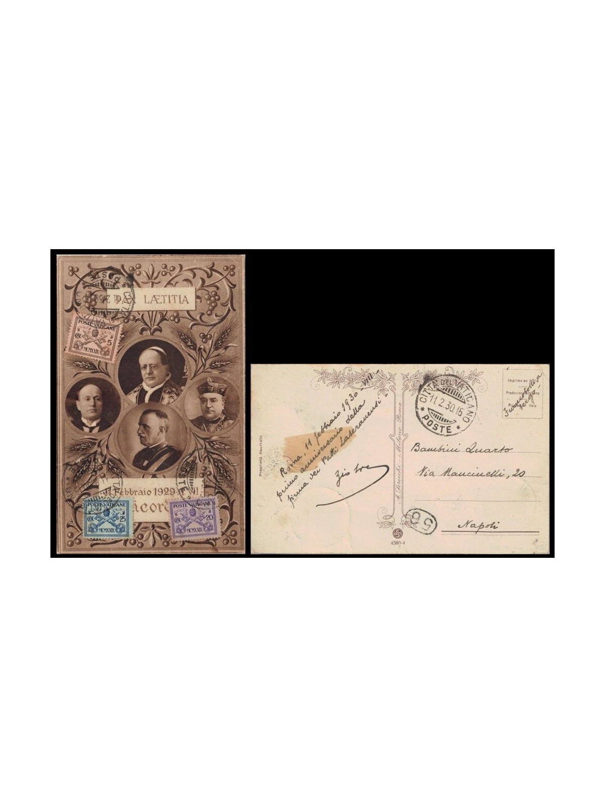 CARTOLINA 1° Anniversario dei Patti Lateranensi (1930)