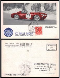 POSTCARD 21st Edition of the Mille Miglia, Alberto Ascari (1954)