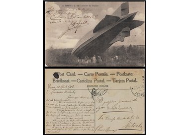 POSTCARD Zeppelin L49 airship captured by the French (1917)