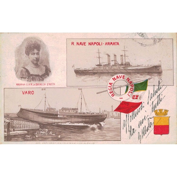 CARTOLINA Varo della Regia Nave Napoli (1905)