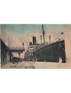 CARTOLINA Motonave Tevere al Porto di Brindisi (1935)