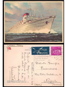 CARTOLINA Motonave Giulio Cesare della Compagnia Italia (1957)