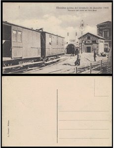 CARTOLINA Manovra del Treno sul Ferri-Boat (Messina 1908)