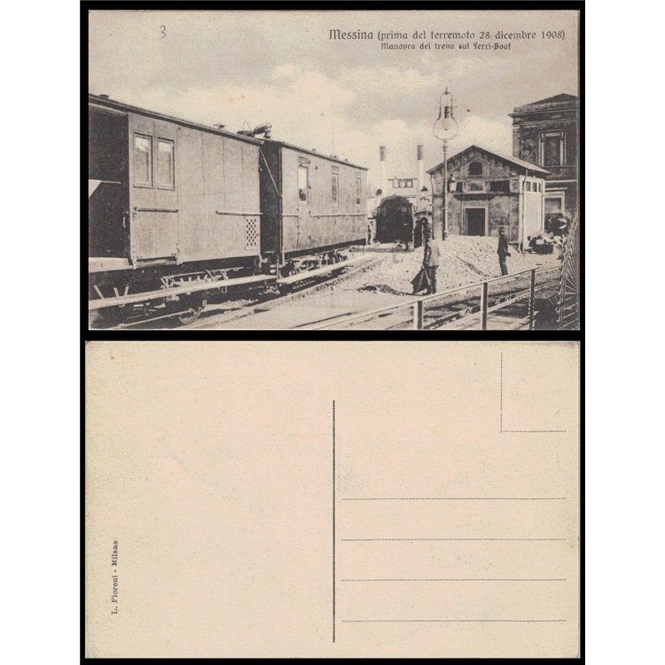 POSTCARD Train Shunting on the Ferri-Boat (Messina 1908)