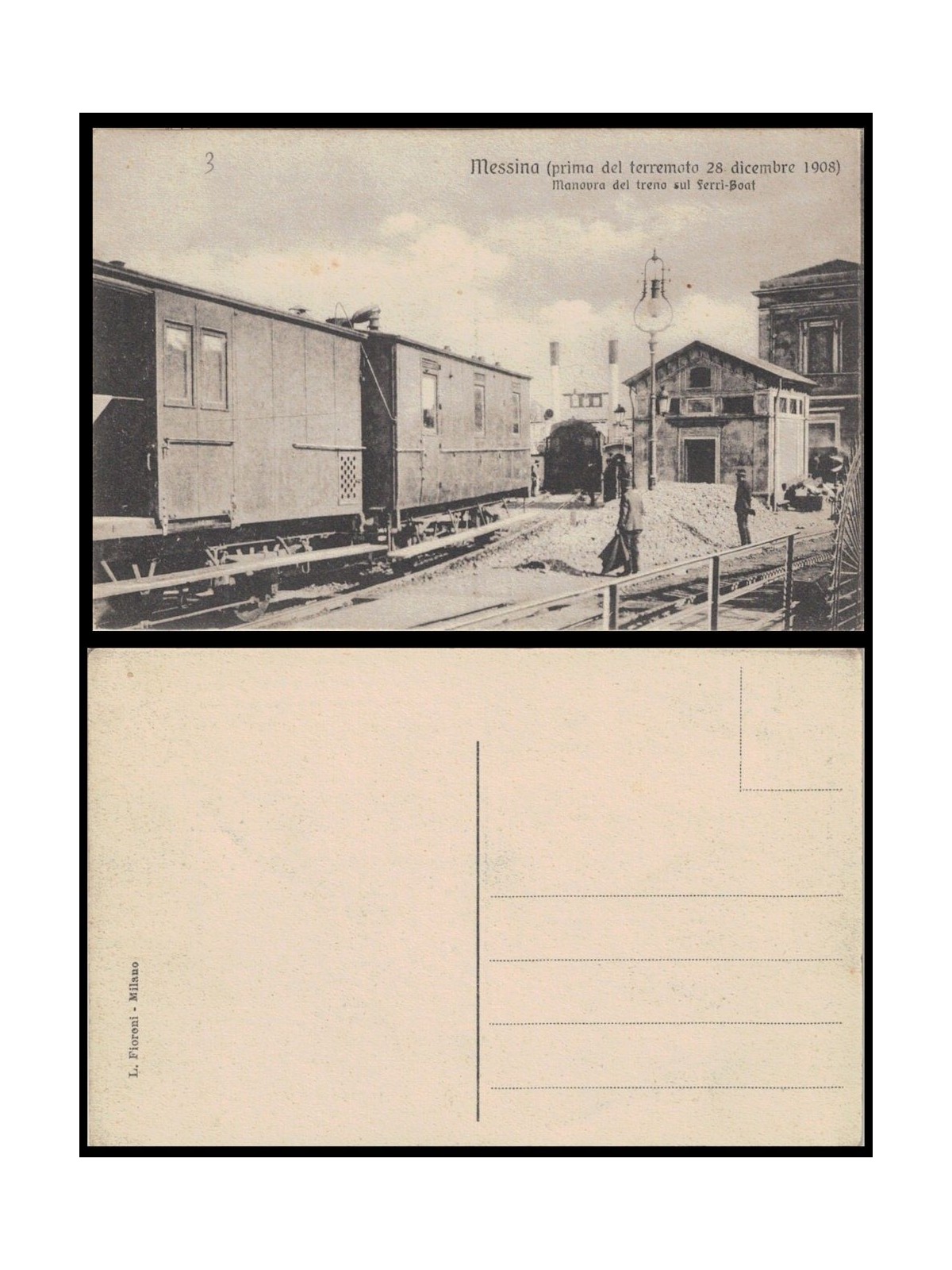 POSTCARD Train Shunting on the Ferri-Boat (Messina 1908)