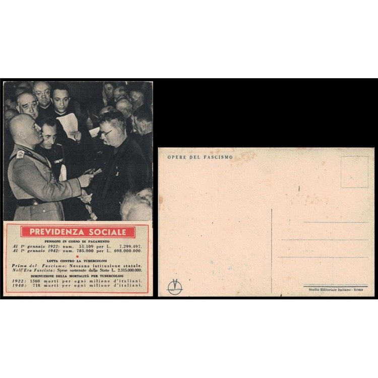 CARTOLINA Mussolini e la Previdenza Sociale (1942)