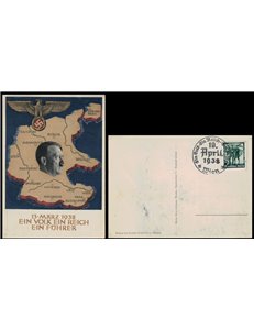 CARTOLINA Hitler e cartina, (un Popolo, un Impero, un Führer) 1938