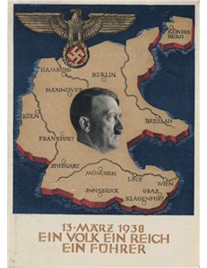 CARTOLINA Hitler e cartina, (un Popolo, un Impero, un Führer) 1938