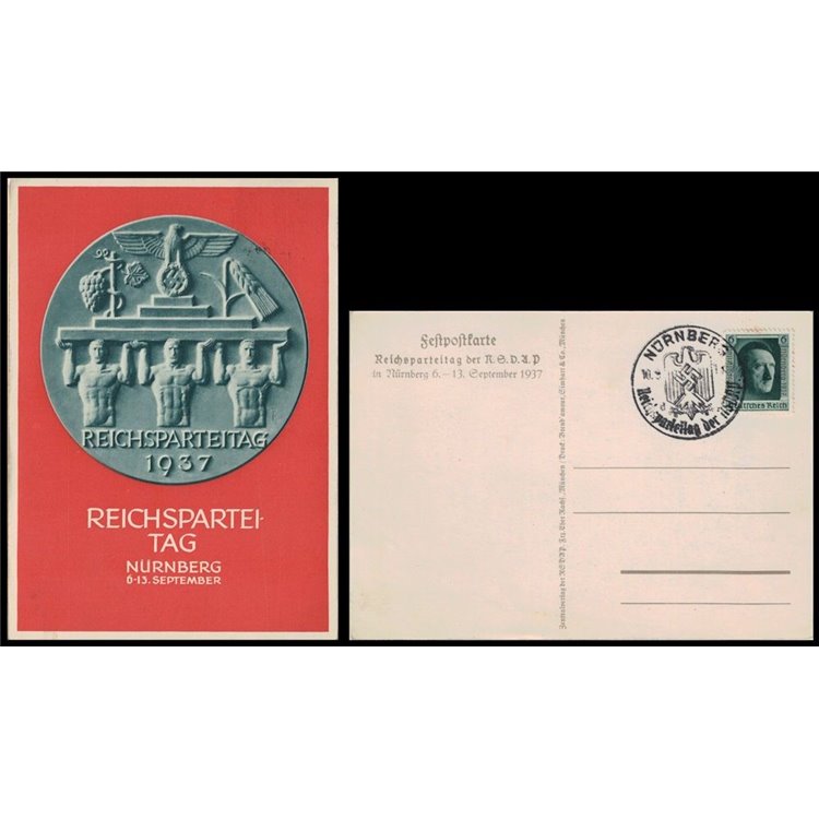 POSTCARD Hitler (Party Congress in Nuremberg) 1937