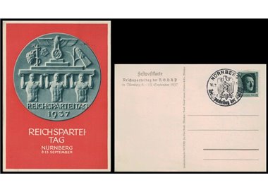 POSTCARD Hitler (Party Congress in Nuremberg) 1937