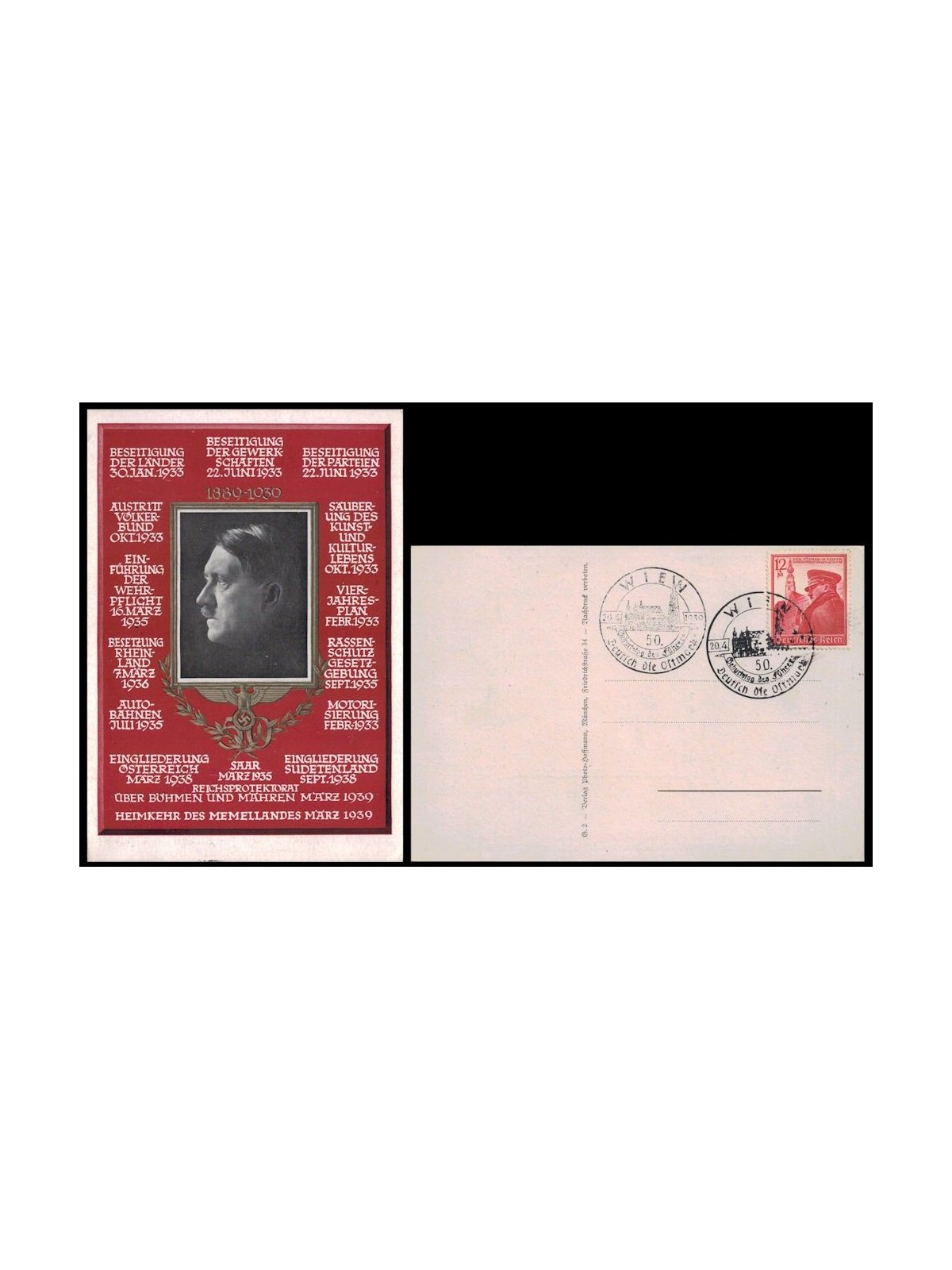 POSTCARD Portrait of Hitler (1939)