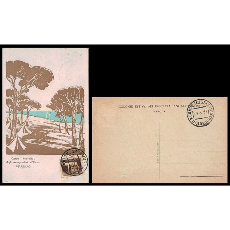 CARTOLINA Campo Mussolini, Colonie Estive dei Fasci Italiani all'Estero (1931)