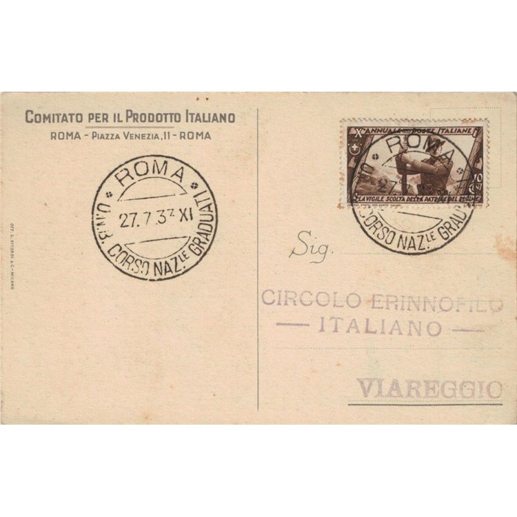 CARTOLINA Propaganda fascista, Comitato per il Prodotto Italiano (1933)