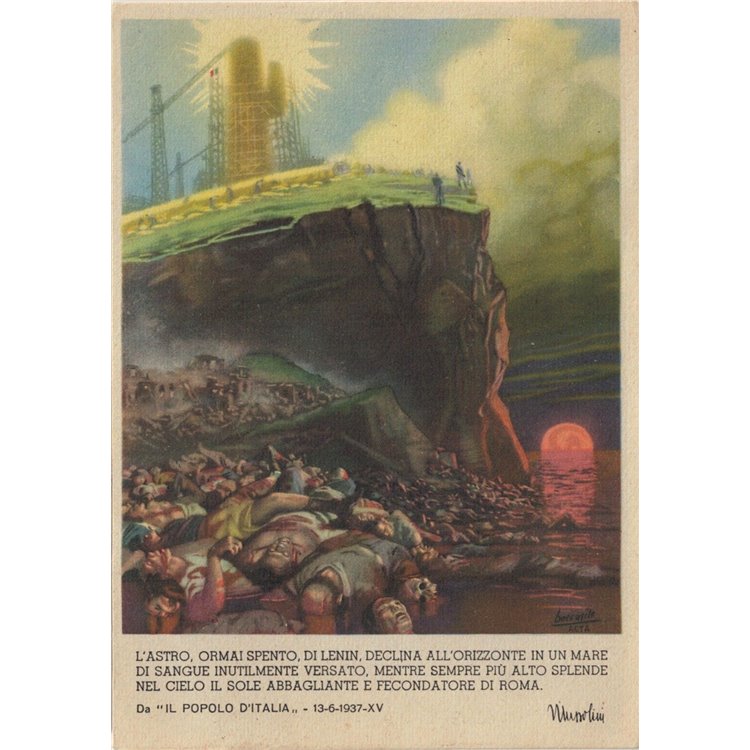 CARTOLINA Mussolini, L'astro ormai spento di Lenin... (1937)