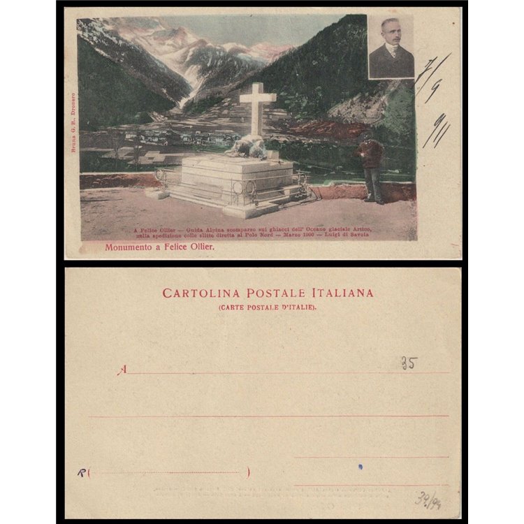 POSTCARD Polar Expedition, Monument to Felice Ollier (1900)