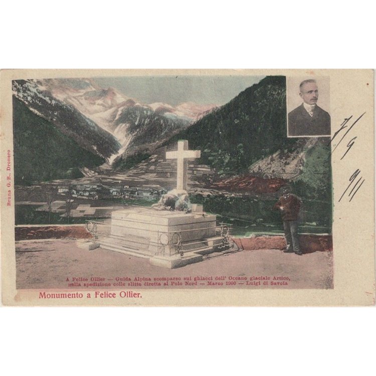 CARTOLINA Spedizione Polare, Monumento a Felice Ollier (1900)