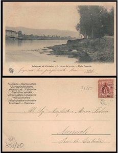 CARTOLINA Dintorni di Firenze, l'Arno dal greto, dalle Casaccie