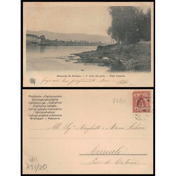 POSTCARD Surroundings of Florence, the Arno from the riverbed, from Casaccie