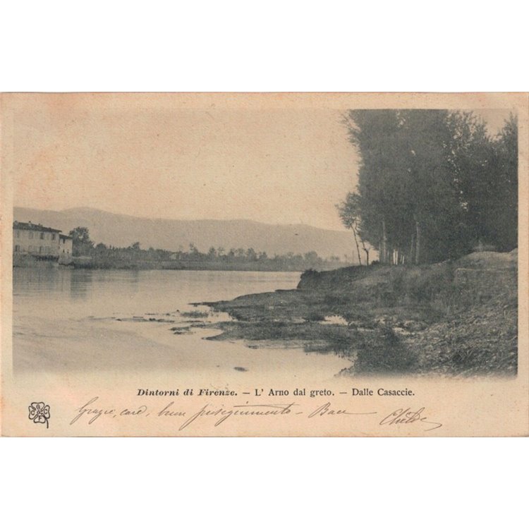 CARTOLINA Dintorni di Firenze, l'Arno dal greto, dalle Casaccie