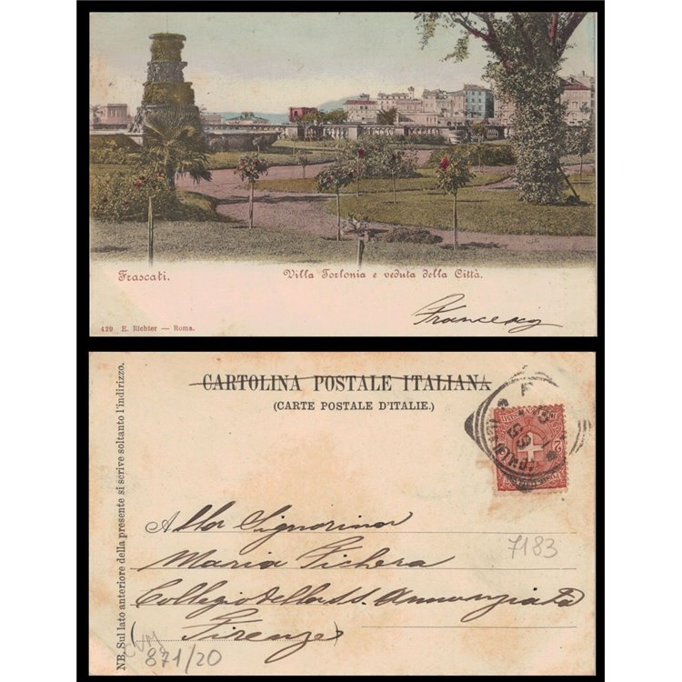 POSTCARD Frascati, Villa Torlonia and view of the city