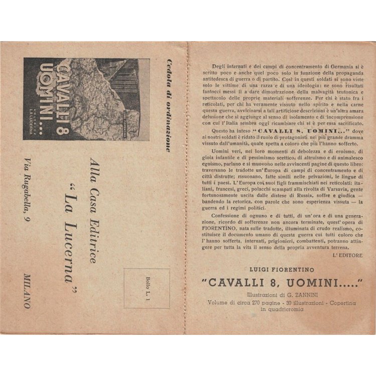 CARTOLINA Casa Editrice "La Lucerna", cedola di ordinazione (Milano)