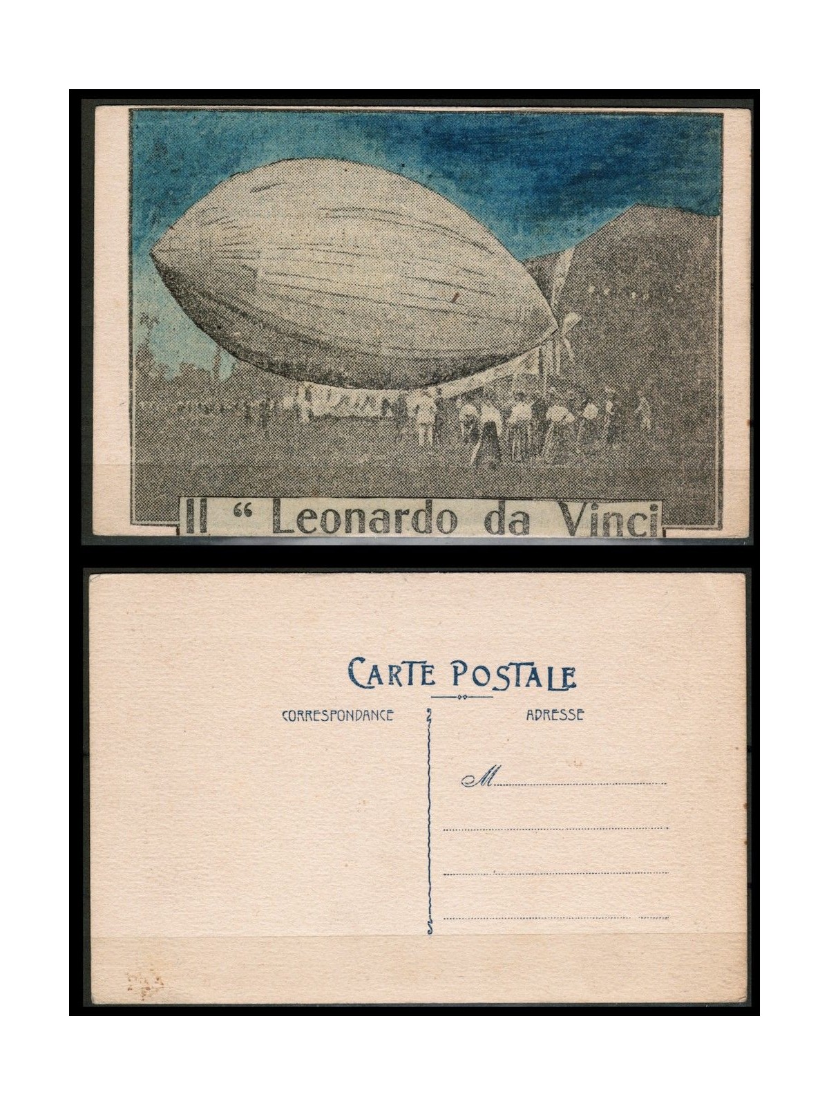 POSTCARD Dirigible The Leonardo Da Vinci - untraveled -