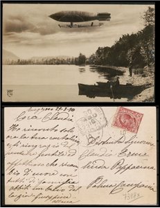 POSTCARD Dirigible The Leonardo Da Vinci - traveled - (1910)