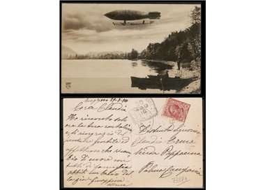 POSTCARD Dirigible The Leonardo Da Vinci - traveled - (1910)
