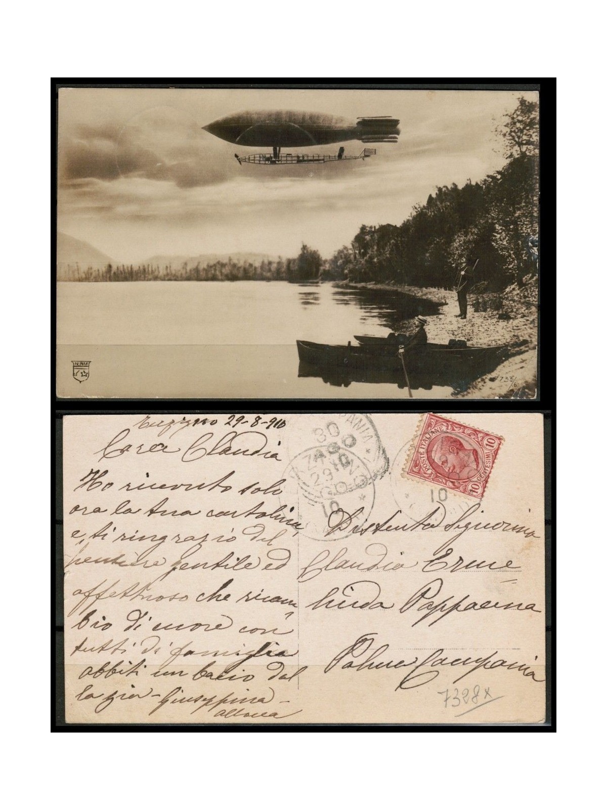 CARTOLINA Dirigibile Il Leonardo Da Vinci  - viaggiata - (1910)